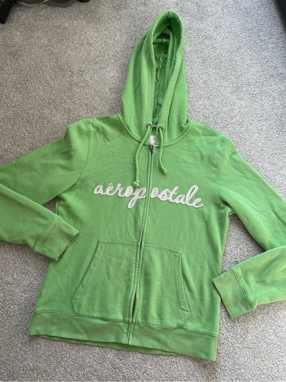 Aeropostale Lime Green Women's Zip Hoodie Sweatshirt